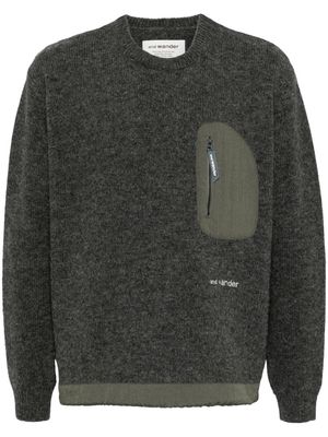 and Wander zip-pocket wool jumper - Grey
