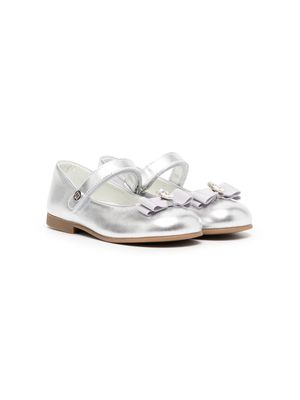 ANDANINES bow-detail metallic ballerina shoes - Silver