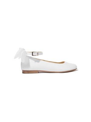ANDANINES bow-detail patent ballerina shoes - White