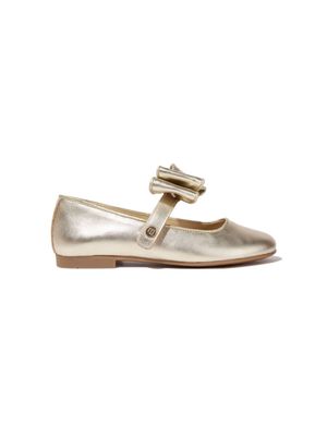 ANDANINES bow-detailing leather ballerina shoes - Gold