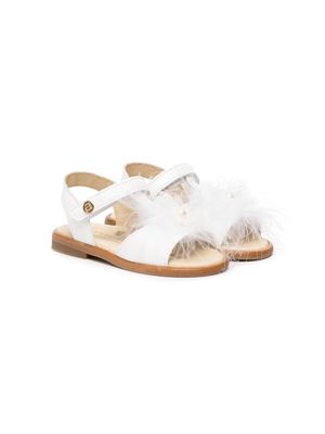 ANDANINES floral-appliqué leather sandals - White