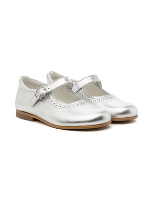ANDANINES metallic-finish leather ballerina shoes - Silver