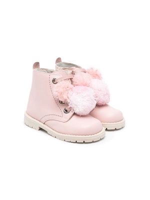 ANDANINES pompom-detail leather boots - Pink