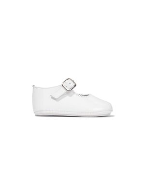 ANDANINES scalloped leather ballerina shoes - White