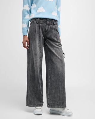 Anders Low-Rise Pleated Wide-Leg Jeans