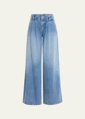 Anders Low-Rise Wide-Leg Double-Pleated Jeans