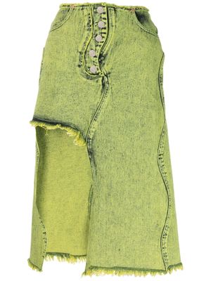 Andersson Bell asymmetric cut-out denim skirt - Green
