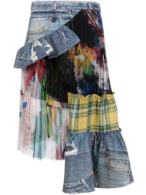 Andersson Bell asymmetric patchwork skirt - Blue