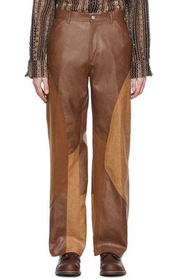 Andersson Bell Brown Faux-Leather Trousers