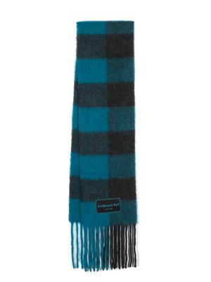 Andersson Bell check-pattern fringed scarf - Black