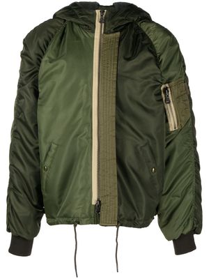 Andersson Bell colour-block quilted bomber jacket - Green