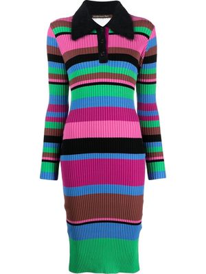 Andersson Bell colour-block rib-knit polo dress - Pink