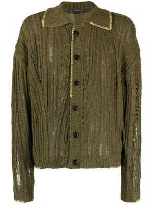Andersson Bell contrast-stitch knit cardigan - Green