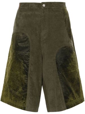 Andersson Bell corduroy panelled high-waisted shorts - Green