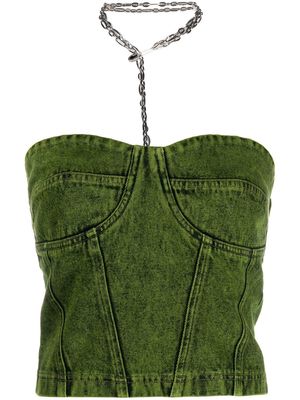 Andersson Bell denim chain-link detail top - Green