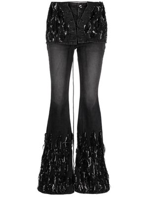 Andersson Bell distressed flared jeans - Black