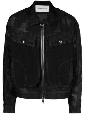 Andersson Bell floral-embroidery shirt jacket - Black