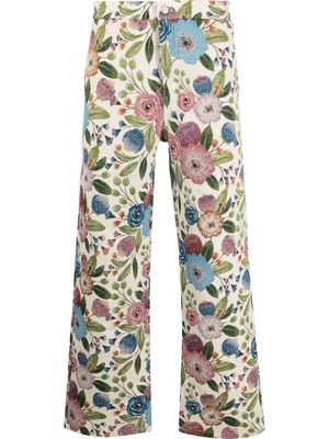 Andersson Bell floral-print straight-leg trousers - Neutrals