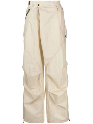 Andersson Bell gathered seersucker wide-leg trousers - Yellow