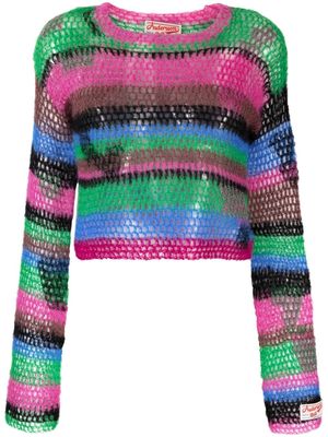 Andersson Bell horizontal-stripe open-knit jumper - Pink