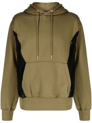 Andersson Bell lace-panel cotton hoodie - Green