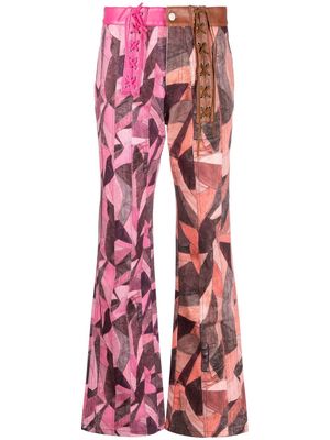 Andersson Bell lace-up flared patchwork trousers - Pink