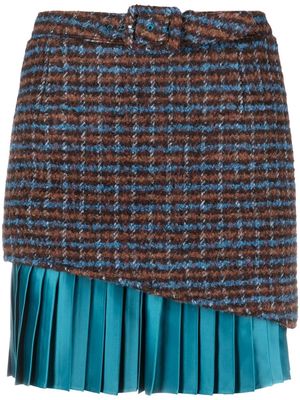 Andersson Bell layered checked mini skirt - Blue