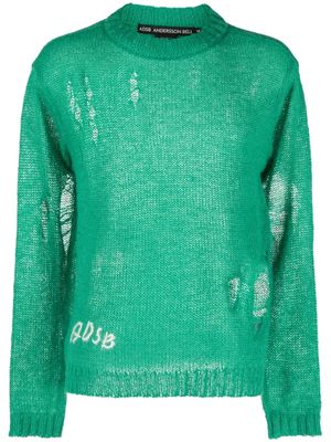 Andersson Bell logo-embroidered distressed-finish jumper - Green
