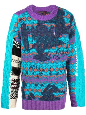 Andersson Bell patchwork-detail knit jumper - Blue