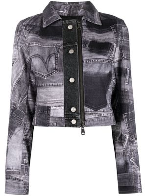 Andersson Bell patchwork-print denim jacket - Black