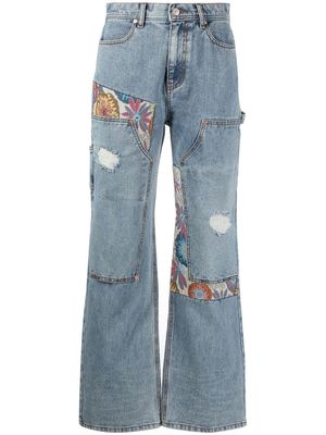 Andersson Bell patchwork straight-leg jeans - Blue