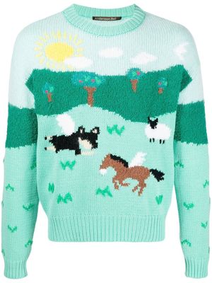 Andersson Bell patterned intarsia knit jumper - Green