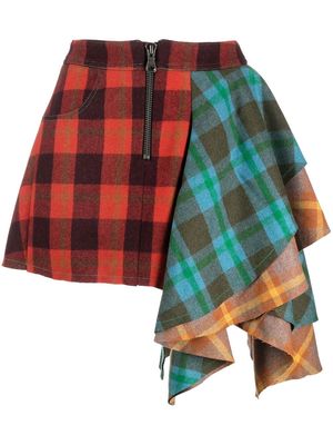 Andersson Bell plaid-check asymmetrical skirt - Yellow