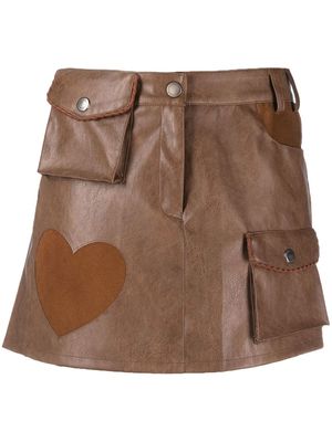 Andersson Bell pleat-detailing faux-leather skirt - Brown