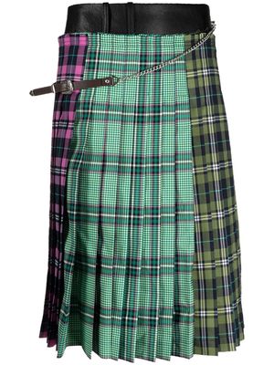 Andersson Bell pleated plaid-patterned midi skirt - Green