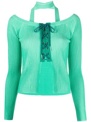 Andersson Bell ribbed lace-up fastening cardigan - Green