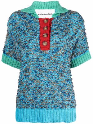 Andersson Bell short-sleeve bouclé knitted top - Blue