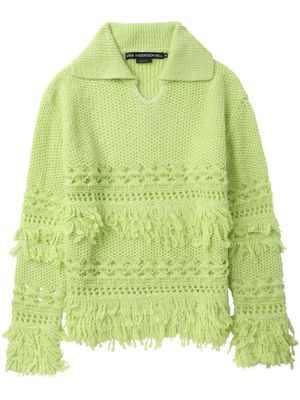 Andersson Bell spread-collar open-knit jumper - Green