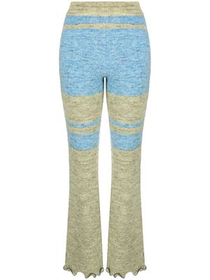Andersson Bell striped knitted flared trousers - Blue