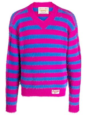 Andersson Bell striped V-neck jumper - Pink