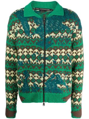 Andersson Bell Submerge intarsia-knit cardigan - Green