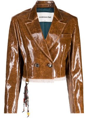 Andersson Bell Uliana cropped faux-leather jacket - Brown