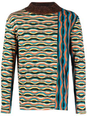 Andersson Bell zigzag mix-pattern jumper - Blue