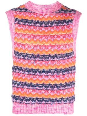 Andersson Bell zigzag pattern-embroidered knitted top - Pink