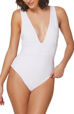 Andie Mykonos Plunge One-Piece Swimsuit in White