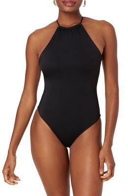 Andie Saida Lace-Up Back One-Piece Swimsuit in Black