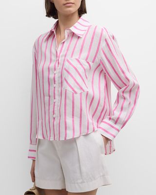 Andie Striped Button-Down Linen Shirt