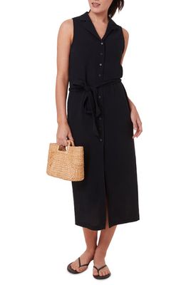 Andie The Flamenco Cover-Up Button-Up Shirtdress in Black 