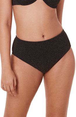 Andie The High Waist Metallic Bikini Bottoms in Black 