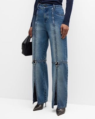 Andie Zip-Off Straight-Leg Jeans